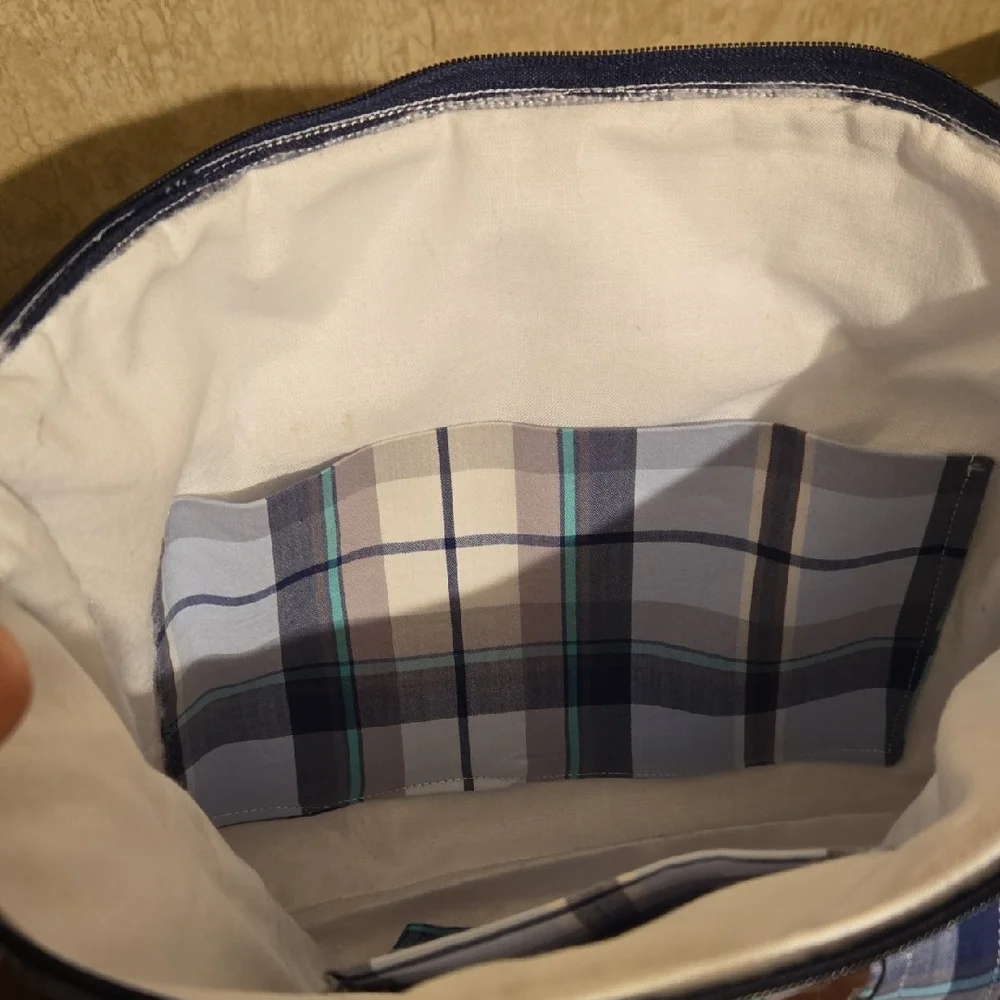 Plaid Blue and Beige Ipad Case( Homemade, Quilted)